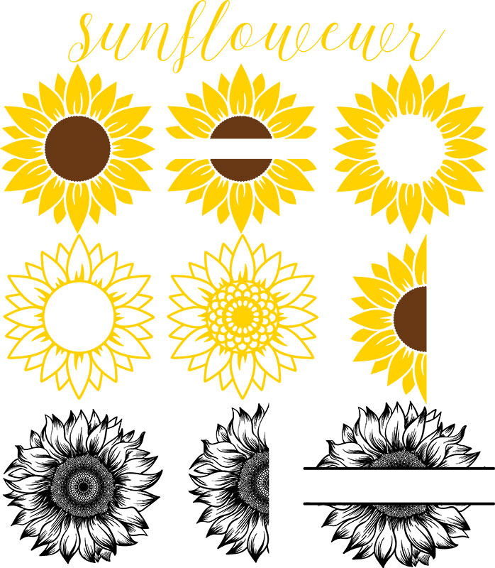 Starbucks Cup Monogram Sunflower SVG, DXF, PNG, EPS, Cut Files